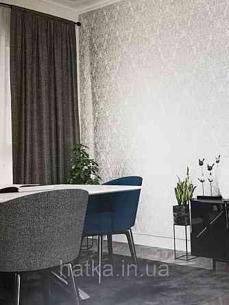 Шпалери вінілові на флізелін Marburg City glam 32302 метрові вензелі завитки сріблом на білому під штукатурку Київ