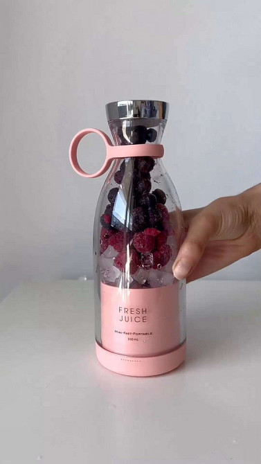 Портативный беспроводной мини блендер для смузи Prime Sport FRESH JUICE - 350 мл, розовый Киев - изображение 3
