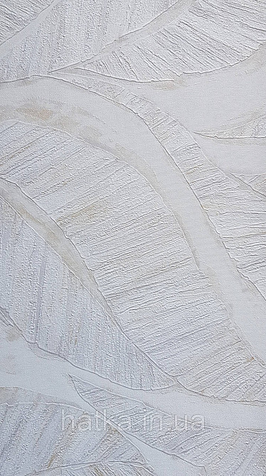 Шпалери вінілові на флізеліновій основі Rasch Ascona 1.06х10 листя структурні білі зі сріблом золотом Київ - фото 2