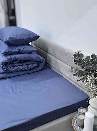 Ecotton Простирадло на резинці Ecotton 180х200 см із сатину (арт. 15-5205 Aqua Grey) синій Коломыя