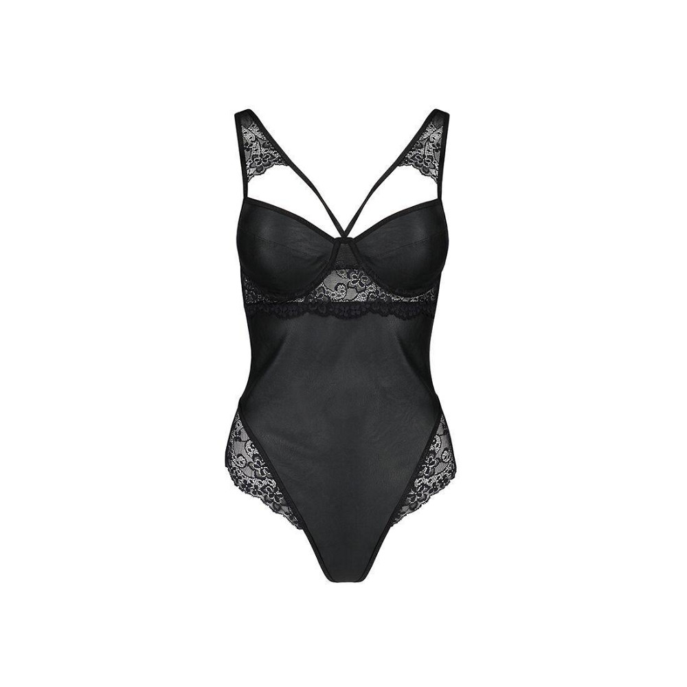 Боді з еко-шкіри та мережива Passion LOONA BODY XXL/XXXL, black Sex Aura Київ - фото 3