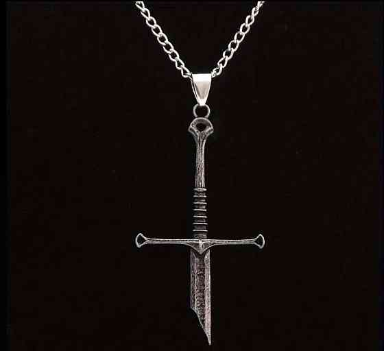 Кулон меч готичний на ланцюжку – темне срібло Київ