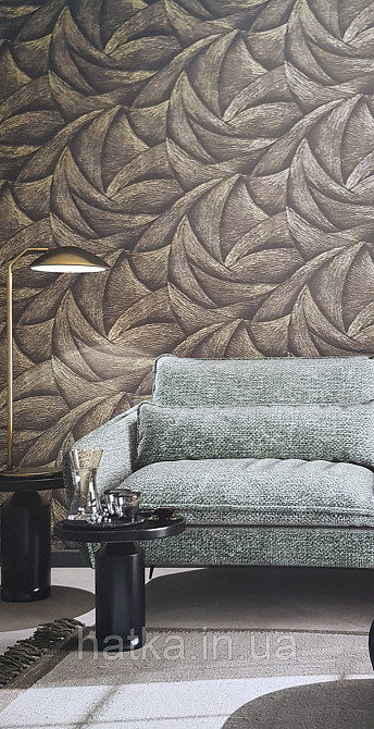 Шпалери вінілові на флізеліні Ritus Marburg метрові геометрія смуги фігури 3д чорні золотисті Київ - фото 1
