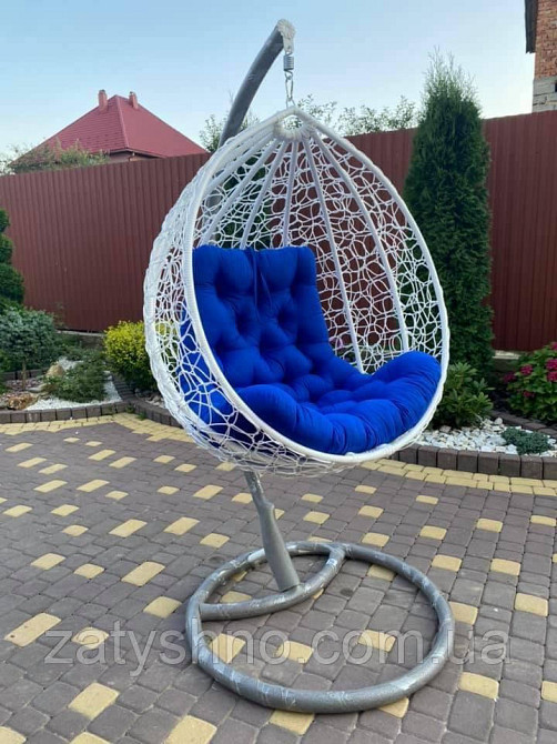 Крісло кокон сірий з кавовою накидкою Київ - фото 3