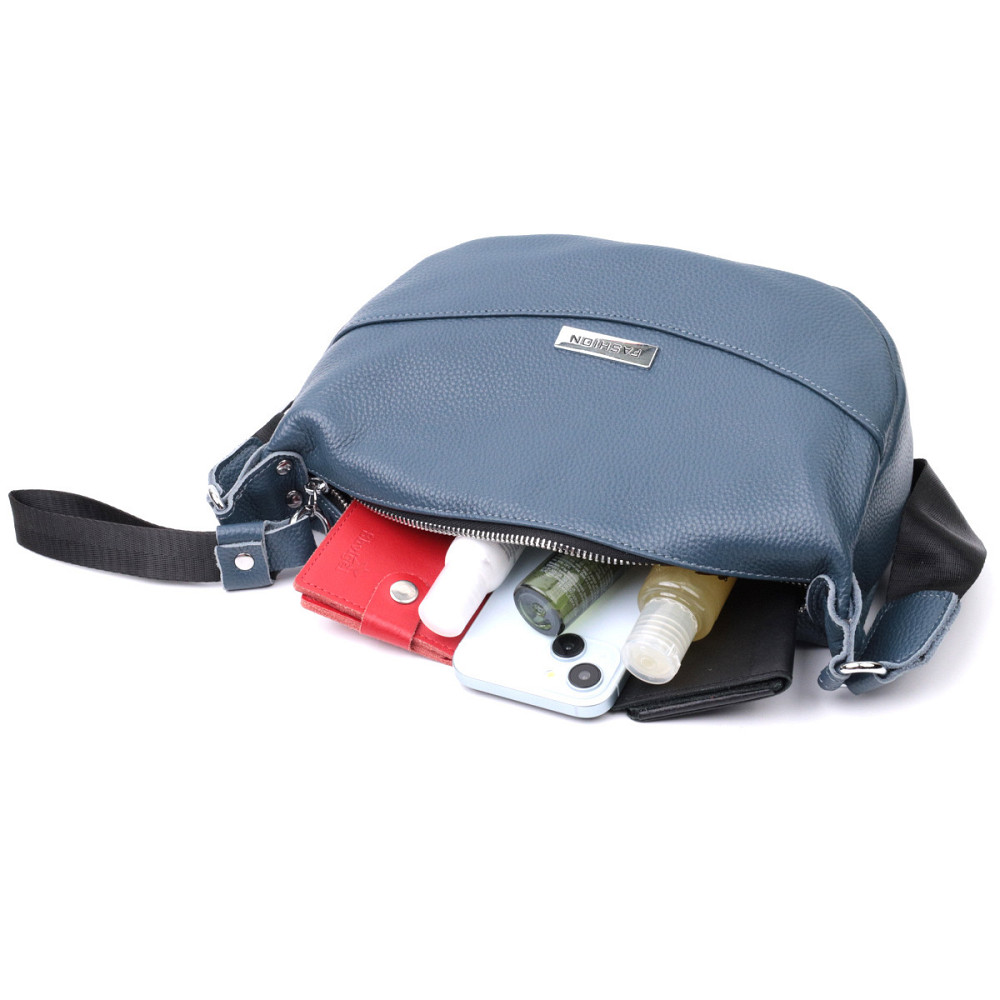 Сумка для женщин через плечо с необычным бегунком брелком из натуральной кожи Vintage 22617 Синяя Киев - изображение 10