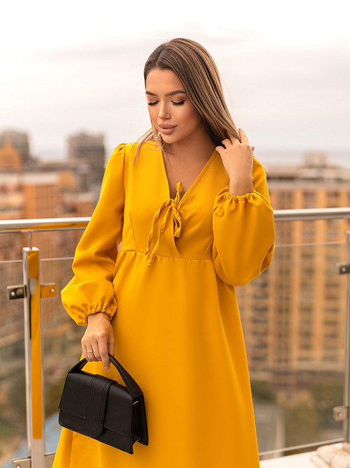 Молодіжна сукня вільного крою "Boho" | Норма і батал Гірчичний, 46-48 Київ - фото 4