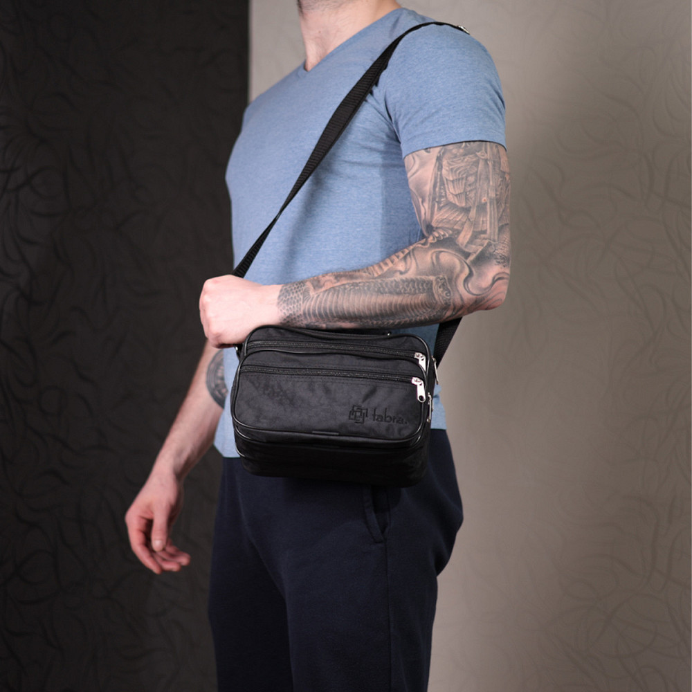 Удобная мужская сумка на плечо из качественного полиэстера FABRA 22577 Черный Киев - изображение 2
