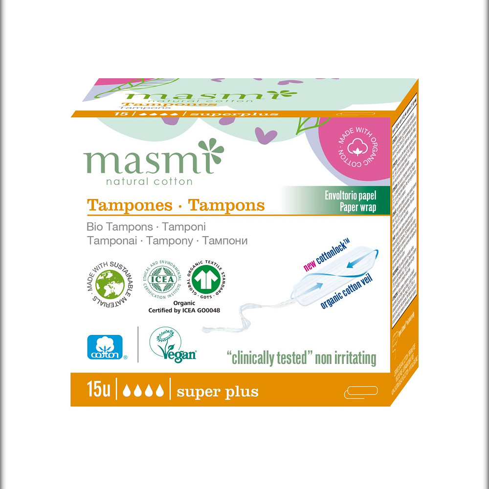 Органические тампоны Super Plus без аппликатора Masmi 15 шт. Киев - изображение 1