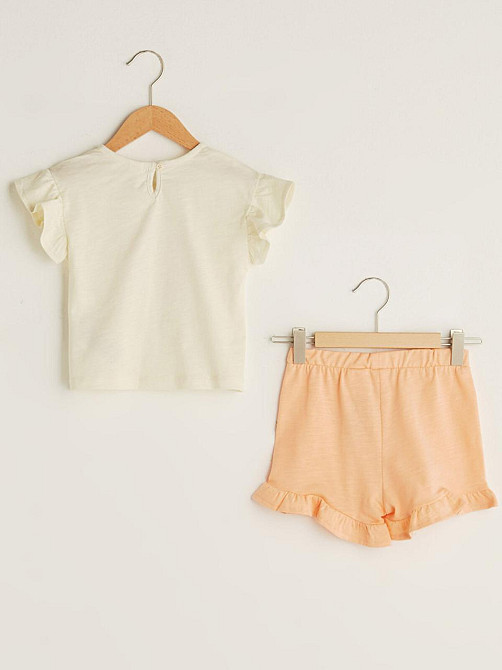 Дитячий Костюм Футболка (Беж) з Полуничкою та Шорти(Персикові) для Дівчинки LC Waikiki 9-12міс (74-80см) Київ - фото 2