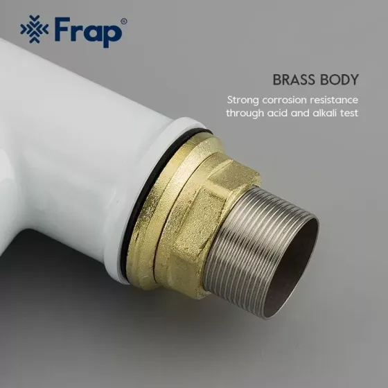 Смеситель для кухни Frap F4049 с гибким изливом, белый/хром Киев