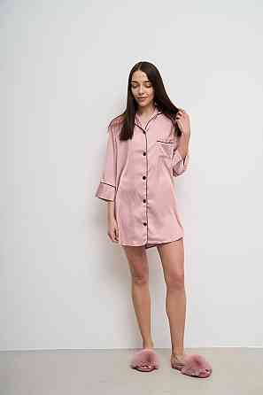 Жіноча нічна сорочка подовжена шовкова Пудровий S Харків