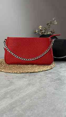 Женская кожаная сумочка, Стильная сумка из натуральной кожи, Маленькая красная сумка на плечеMasterSem Киев