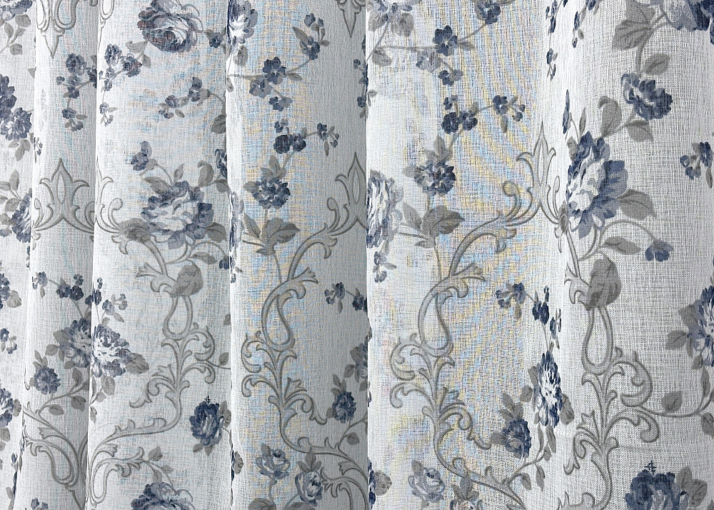 Тюль VR-Textil 416т Flora Батист Білий з сіро-блакитним 500х270 см (42-0828) Київ - фото 6