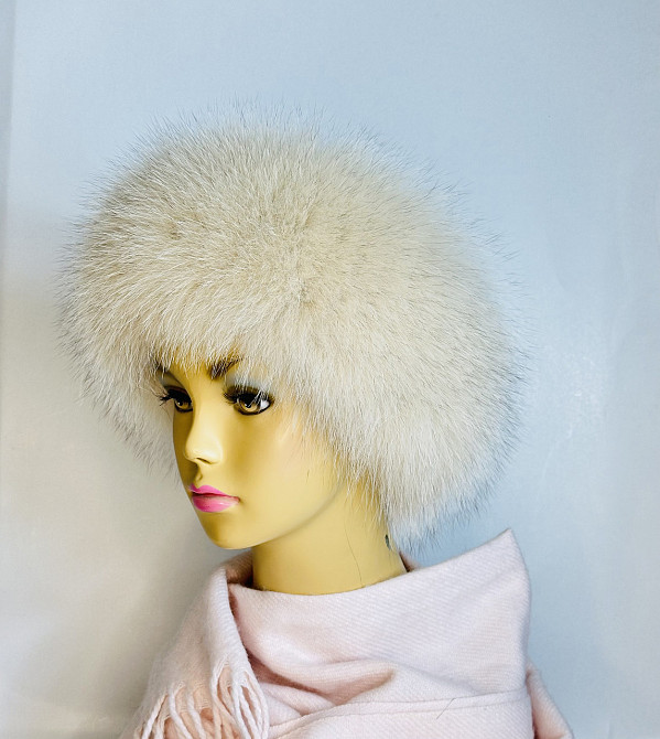 Хутряна пов'язка на голову жіноча з песця Молочний Харків - фото 2