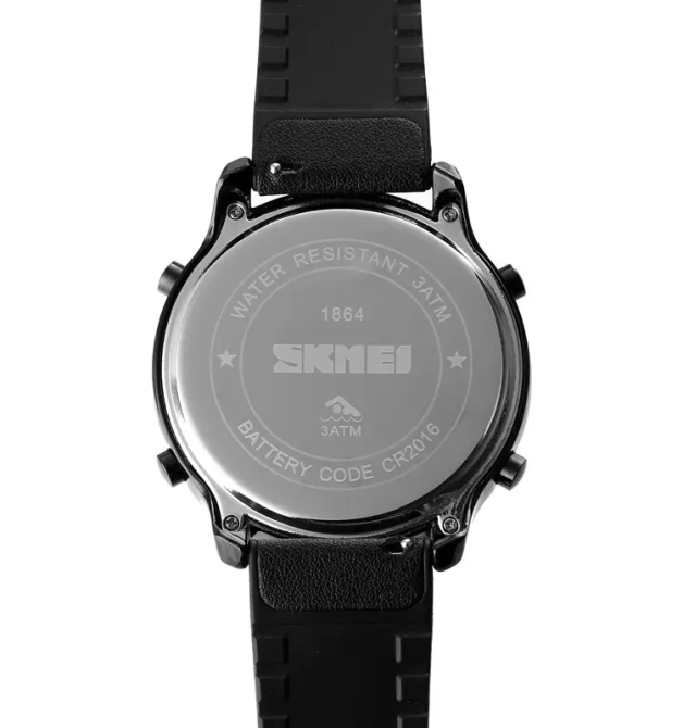 Мужские наручные электронные часы Skmei 1864 (Серебристый с черным циферблатом) Винница - изображение 5