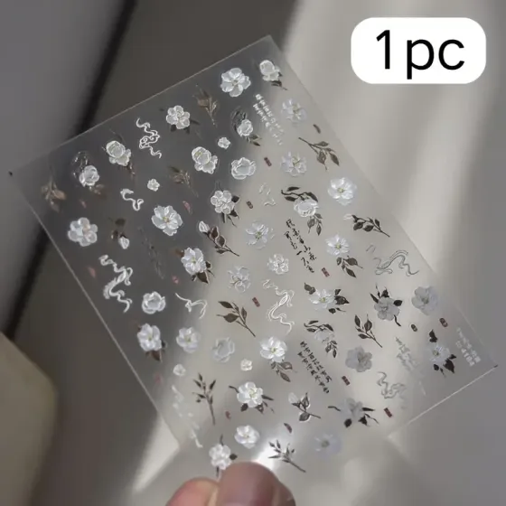 Стикеры для ногтей Камелия – объемные цветочные наклейки 3D Киев