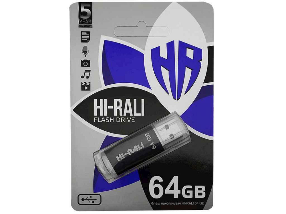 Флешка USB 64GB 2.0 Rocket series чорна ТМ Hi-Rali Київ - фото 1