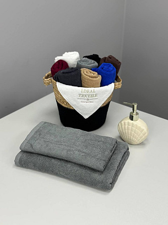 Комплект рушників Ideal Textile однотонних 50х90см + 70х140см 400 г/м2 (56860932) Сірий Чернівці - фото 3