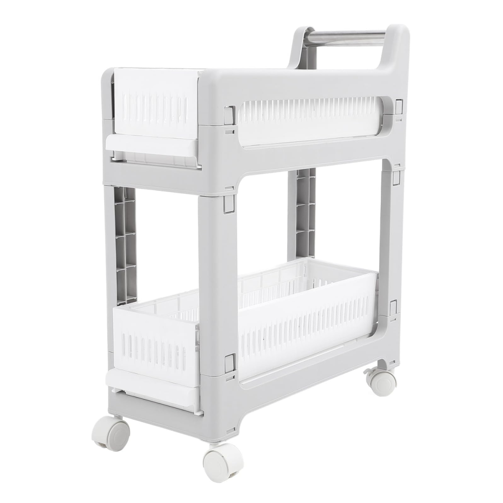 Етажерка на коліщатках, двоярусна полиця для зберігання речей, стелаж для ванної кімнати, кухні, офісу, розмір 48×20×59 см Кам'янець-Подільський - фото 5