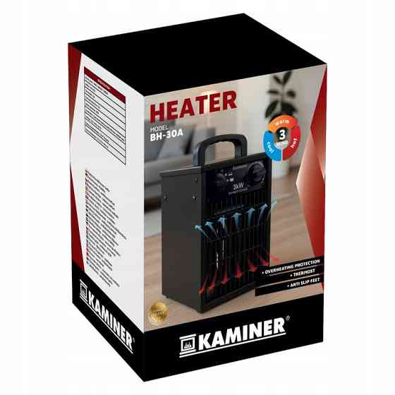 Электрический обогреватель с вентилятором и термостатом Kaminer (26072) 3000 Вт Нововолынск