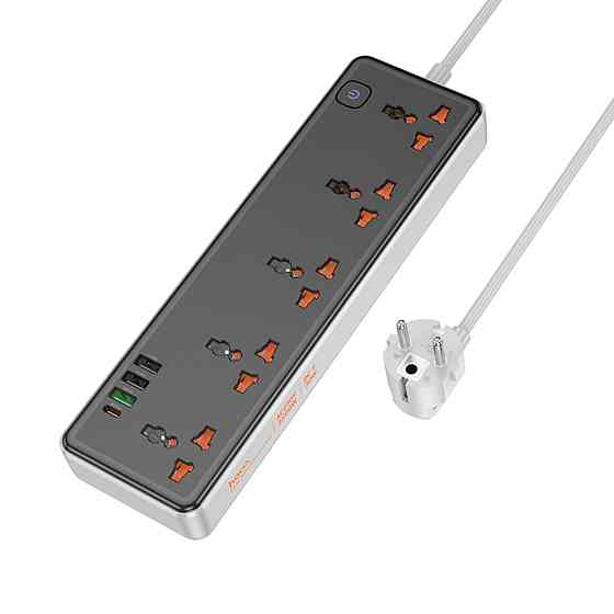 Мережевий подовжувач HOCO AC14A Rico 5-position socket(PD30W/1C3A) Black (6942007607179 ) Київ
