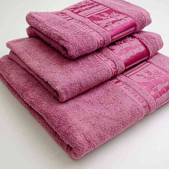 Набор полотенец для ванной 3шт GM Textile 40х70см, 50х90см, 70х140см BambooN 450г/м2 (Пудровый) Сумы