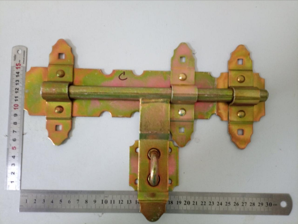 Засув круглий в жовтому оцинку на ворота 300мм "P-o" Київ - фото 1