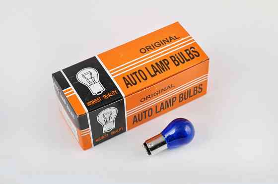 Лампа S25 (двоконтактна) 12V 21W/5W (стоп, габарит) (синя) ORANGE BOX Київ
