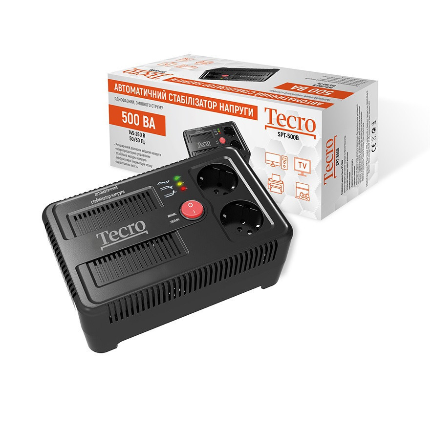 Стабілізатор напруги Tecro SPT-500B Чорний Харків - фото 1