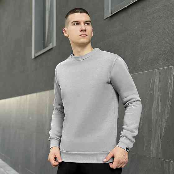 Свитшот мужской однотонный стальной Pobedov 007 ЗИМА Киев