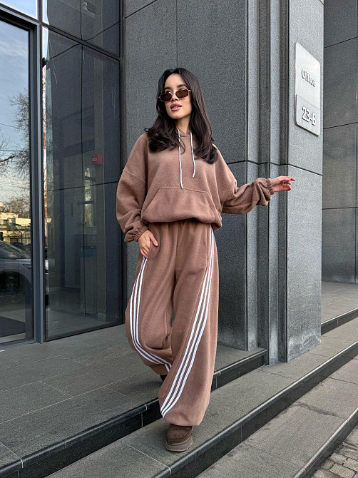 Женский теплый костюм двойка с лампасами из турецкого флиса Мокко, 42/44 Одесса - изображение 7