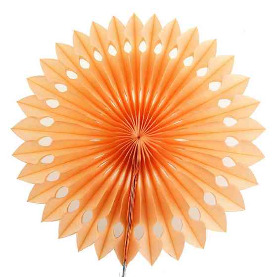 Бумажный веер для декора 30 см персиковый Киев