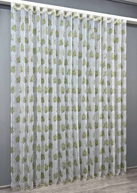 Тюль VR-Textil 1810т Шифон з принтом Білий з салатовий 400х270 см (42-1246) Київ - фото 3