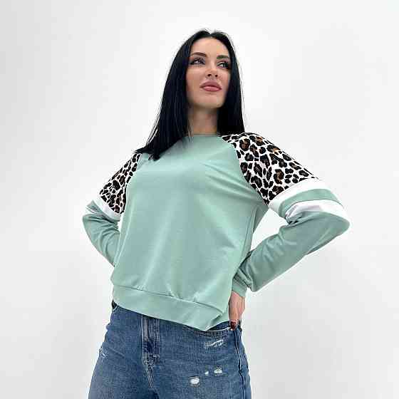 Жіночий світшот зі вставками "Artes" оптом | Норма Фісташковий, 42-44 Київ