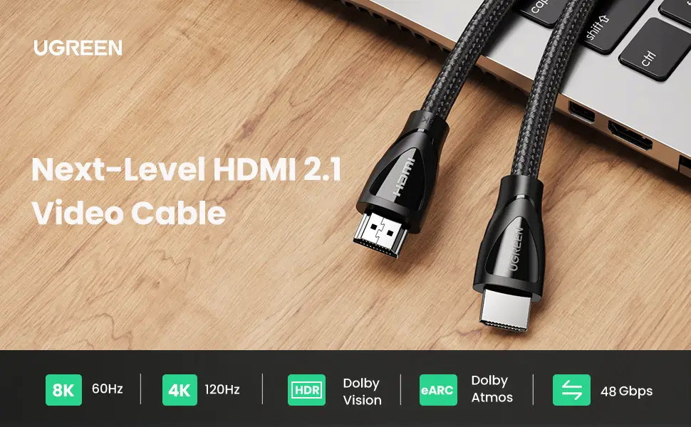 HDMI кабель V2.1 UGreen HD140 з підтримкою 8K@60Hz 4K@120Hz 80401 (Чорний, 1м) Николаев - изображение 9