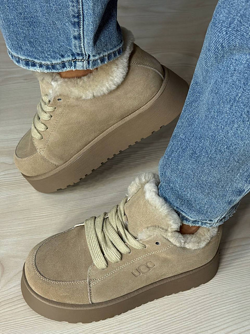 Ботинки женские Hengji 278-5 натуральная замша в стиле угги утепленные короткие бежевые, 37, 23,5 см Киев - изображение 11