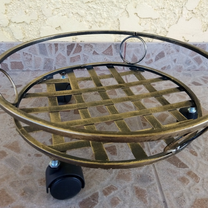 Подставка кованая для цветов на колесах на 1 вазон средняя, стойка под цветы, вазон Киев - изображение 3