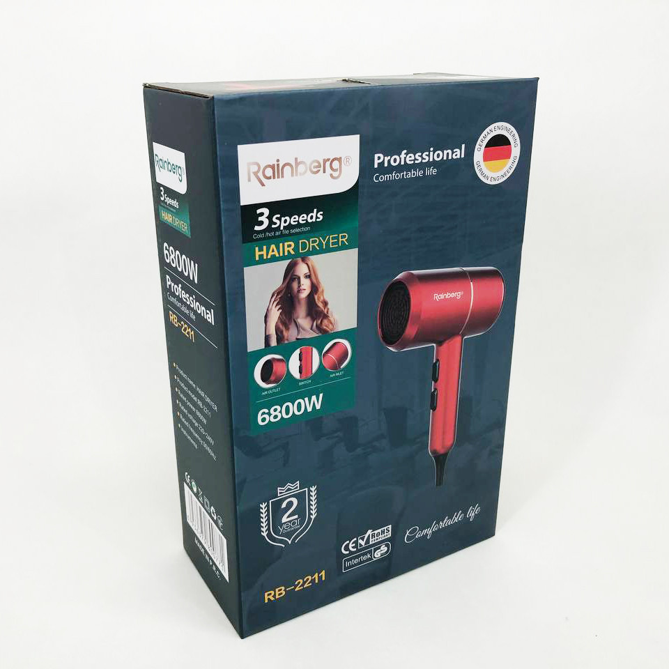 Воздушный стайлер для волос Rainberg RB-2211 6800Вт, Фен для волос с режимами, Фен мощный QO-81 Львов - изображение 11