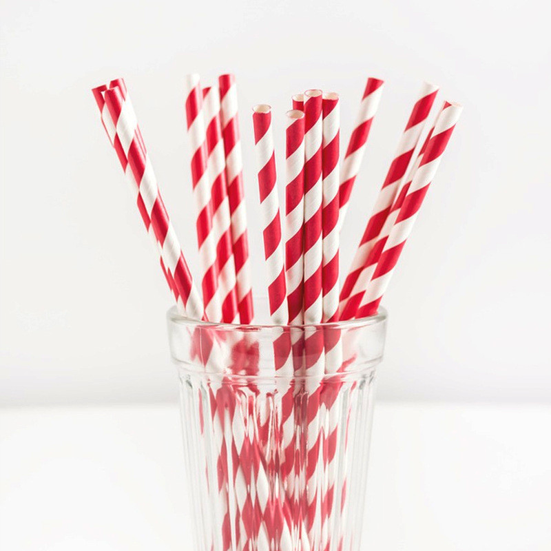 Коктейльні трубочки у смужку 25 штук 20 см червоно-білий Київ - фото 1
