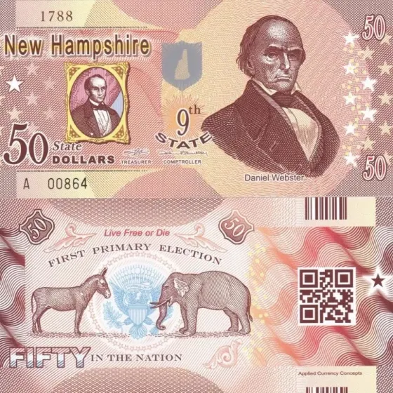 Fantasy/США — 50 Dollars 2014 — 9th state New Hampshire — Polymer — Сувенір — aUNC Полтава