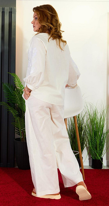 Лляний штанний костюм з вишивкою (50) Київ - фото 4