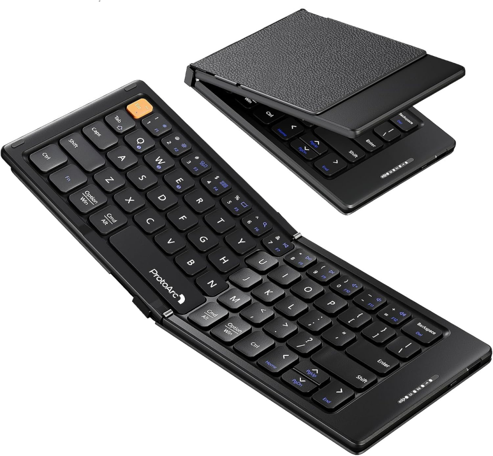 Складана Bluetooth клавіатура ProtoArc XK04 бездротова портативна з чохлом з PU шкіри для iPad iPhone планшета чорна Київ - фото 2