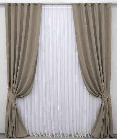 Комплект штор из ткани микровелюр SPARTA цвет тёмный беж 1195ш Киев