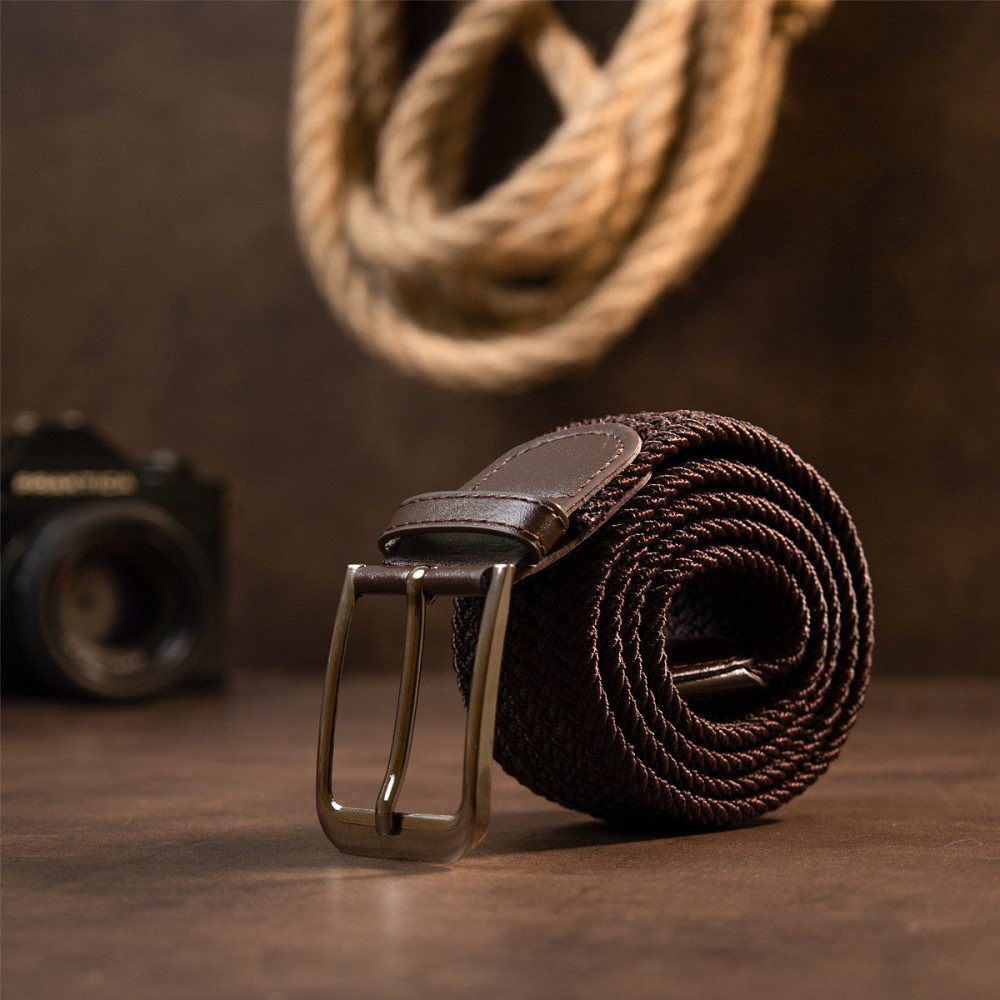 Текстильный ремень мужской классика Vintage 20519 Коричневый Киев - изображение 2