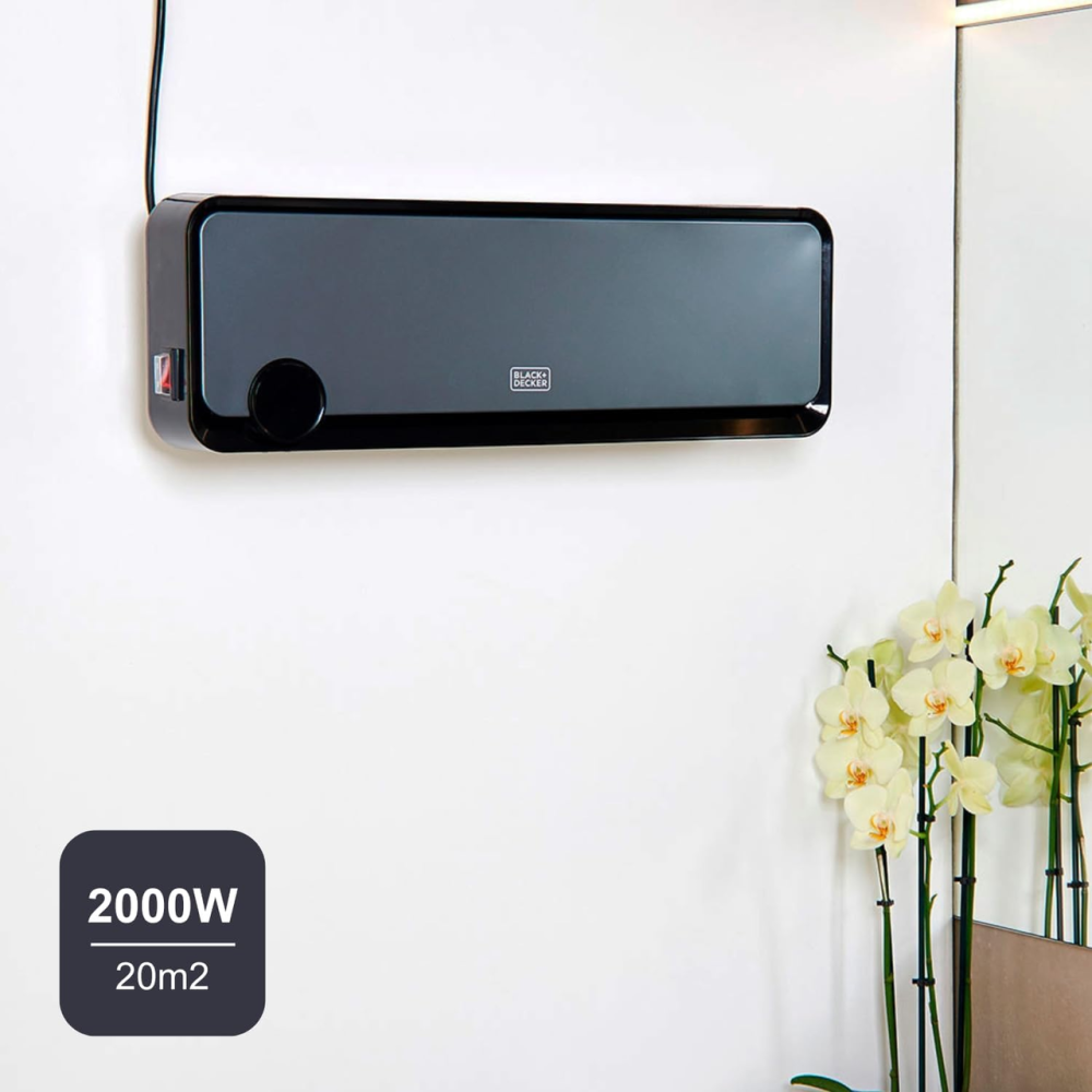 Керамический настенный обогреватель BLACK+DECKER BXWSH2000E: 2000 Вт, для ванной IPX2, недельный таймер, пульт, Черный Киев - изображение 3