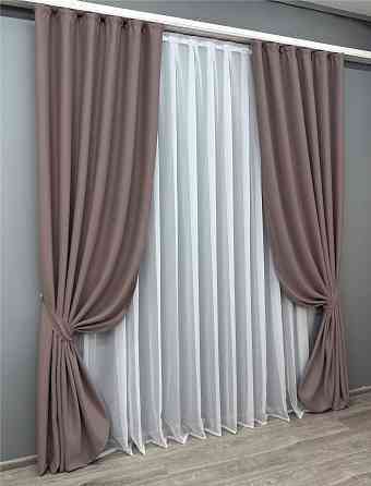 Комплект готових штор VR-Textil Bagema Rvs № 1245ш Пудровий 130х290 см 2 шт (39-0010) Київ