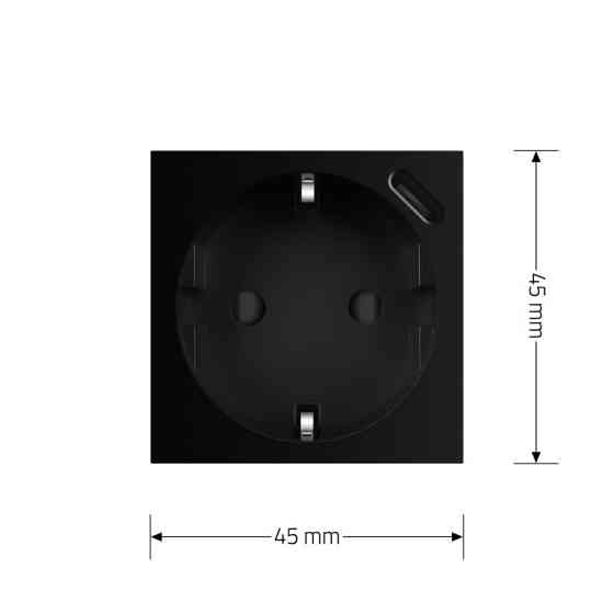LIVOLO Електрична розетка LIVOLO з USB Type-C PD 18Вт, швидке заряджання iPhone, чорна, 16А 230 Коломия