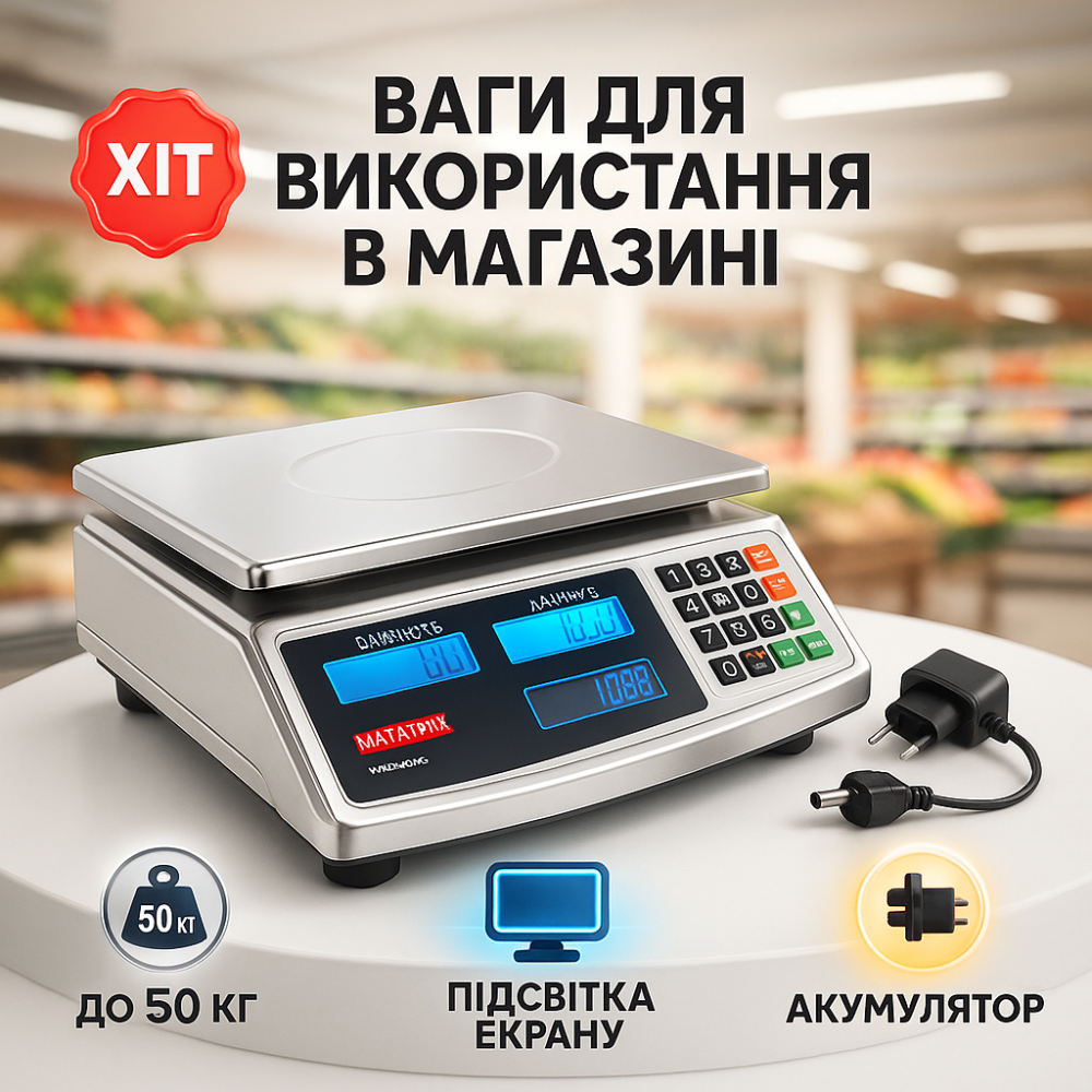Ваги торгові для ваги Matarix MX-413 до 50 кг, Ваги електронні торгові цифрові настільні до 50 кг AE-56 Львів - фото 17