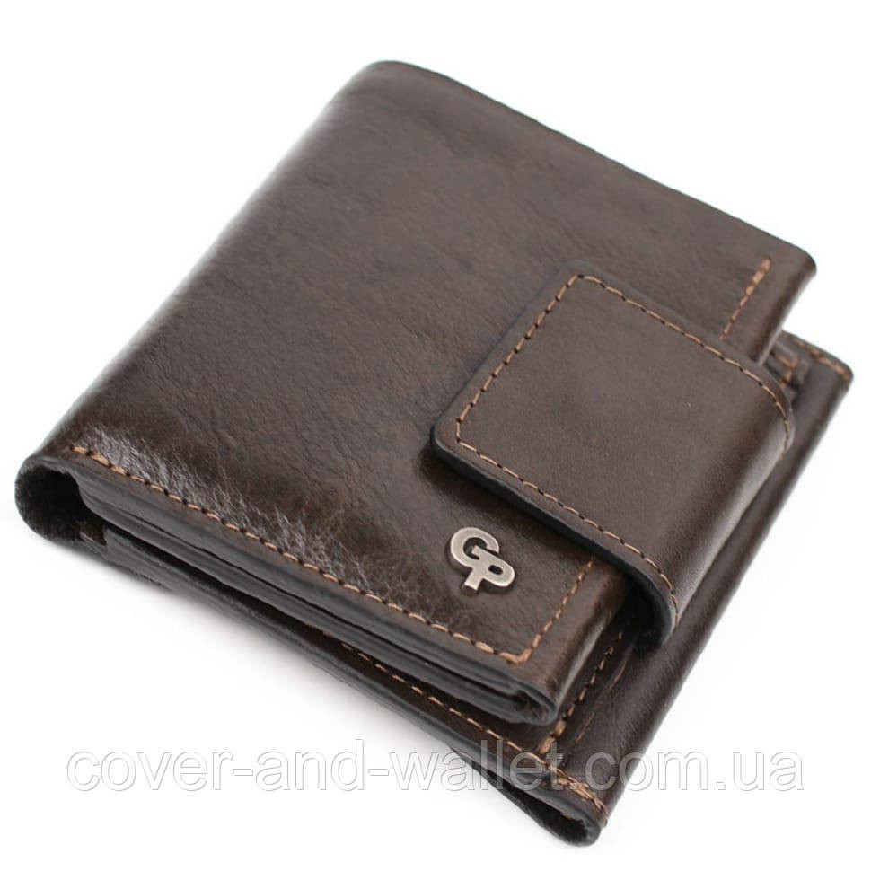 Елітний чоловічий портмоне з італійської шкіри коричневого кольору Grande Pelle 502420 Київ - фото 3