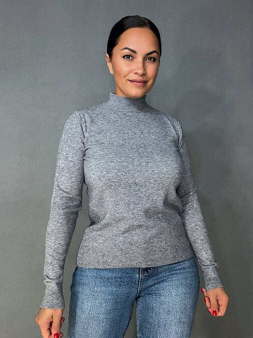 Светр жіночий A-N 106 водолазка гольф з коміром стійкою базовий, сірий, one size Київ - фото 1